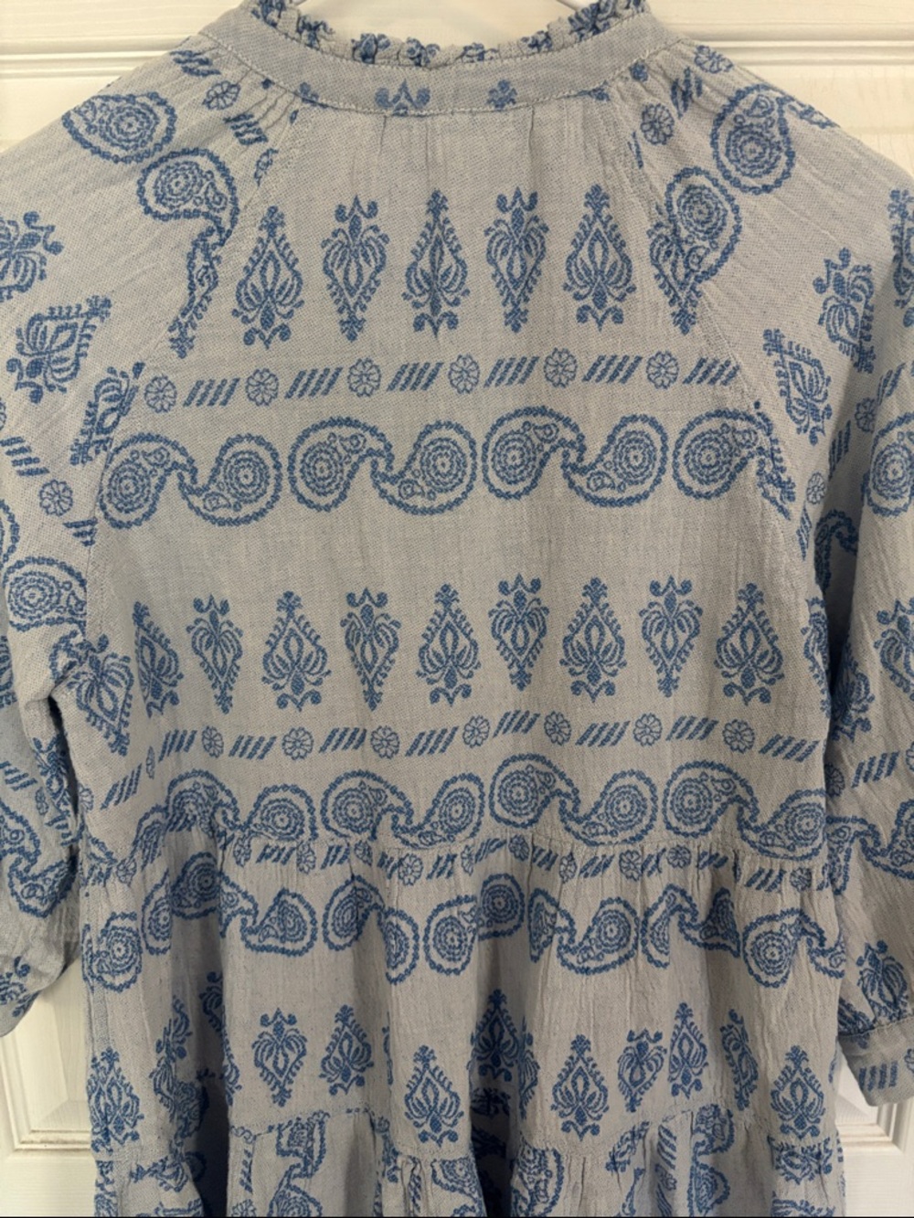 NEjMA Blue Paisley V-Neck 100% cotton Mini Dress - Picture 8 of 11